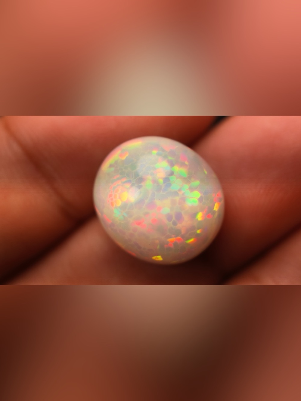 Natural Ethiopian Welo Opal 8.61 Ct Certified Oval Cabochon Play of Color